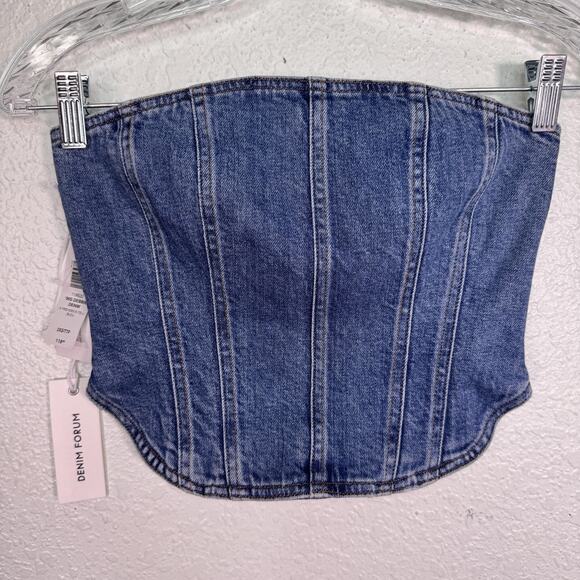 Denim Forum Tops - Aritzia Denim Forum Tank Top Womens XXS 90s Debbie Denim Corset Bustier Crop